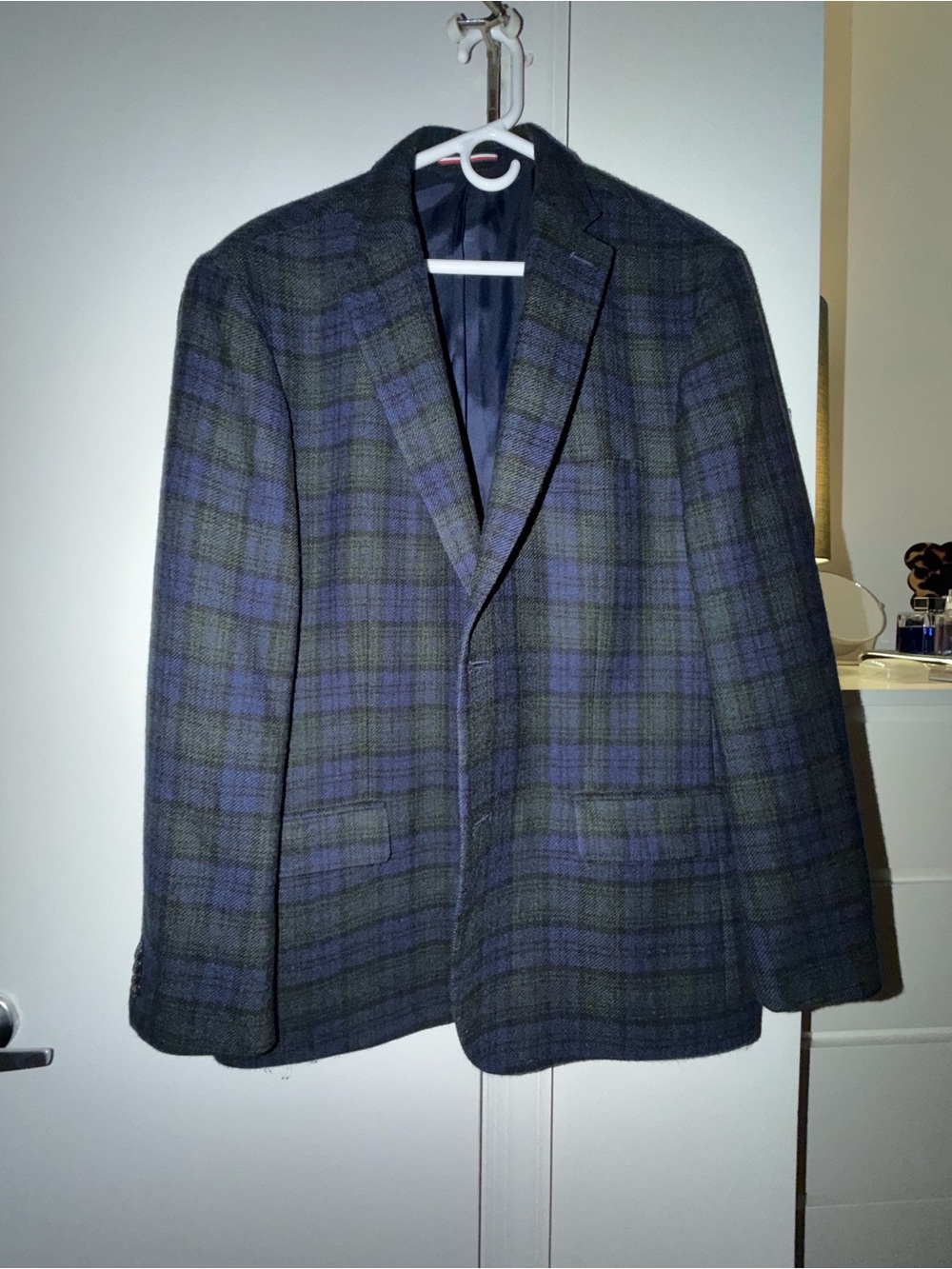 Tommy Hilfiger Navy and Green Plaid Sport Coat